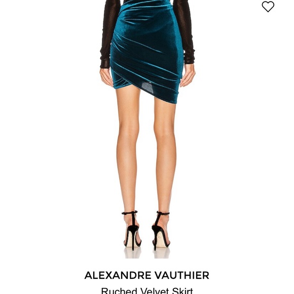 Asymmetric Velvet Ruched Mini Skirt - Picture 2 of 4